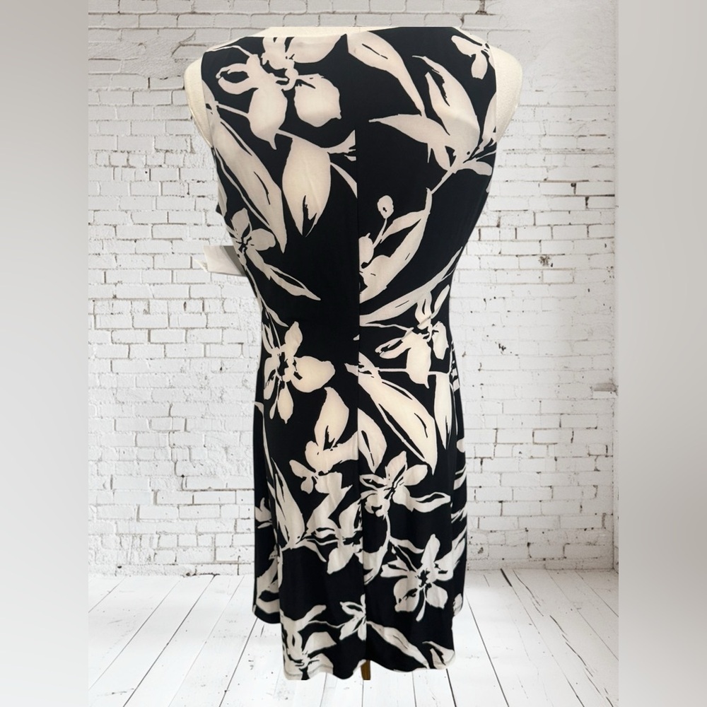 American Living Floral Dress Sz 6 NWOT | Black & Cream + Soft Stretch | Timeless - Picture 4 of 6